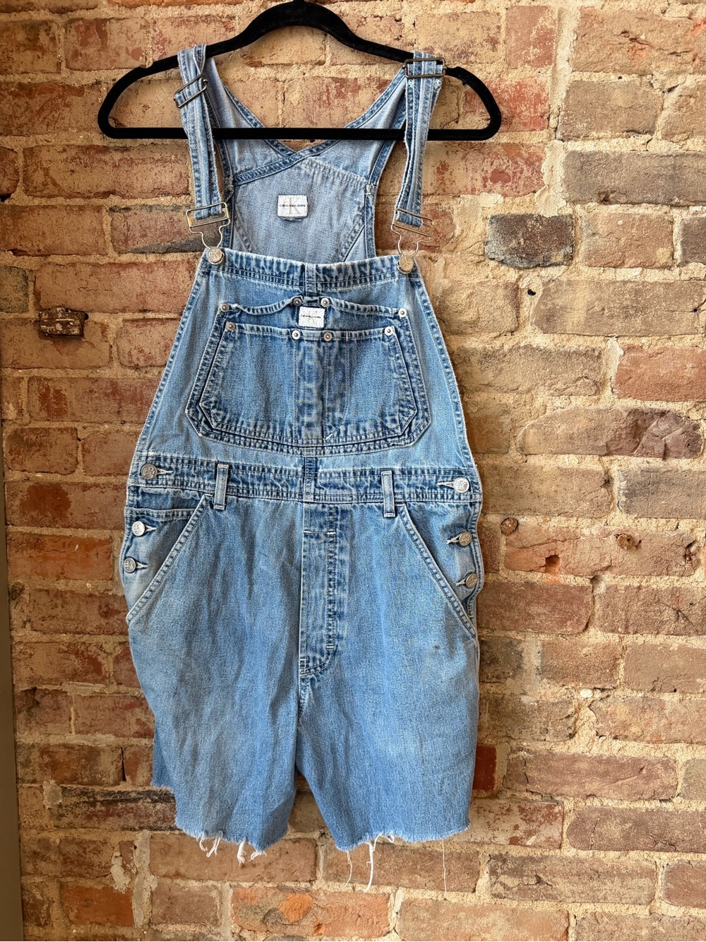 Vintage Light Blue Denim Overall Shorts - Relaxed Bermuda Fit